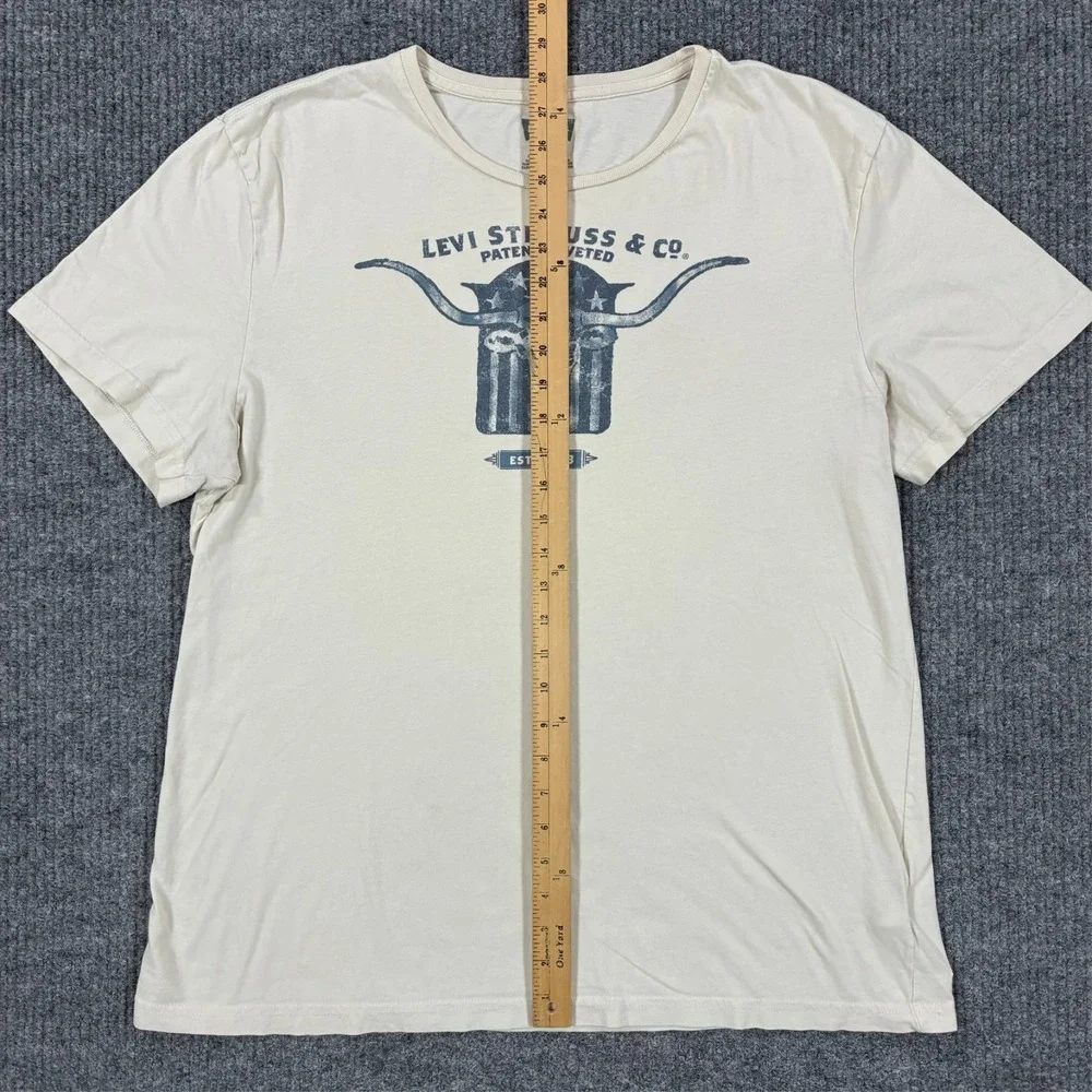 Levi's Longhorn Graphic T Shirt Mens XL Beige Western Cowboy Ranch Logo Tee